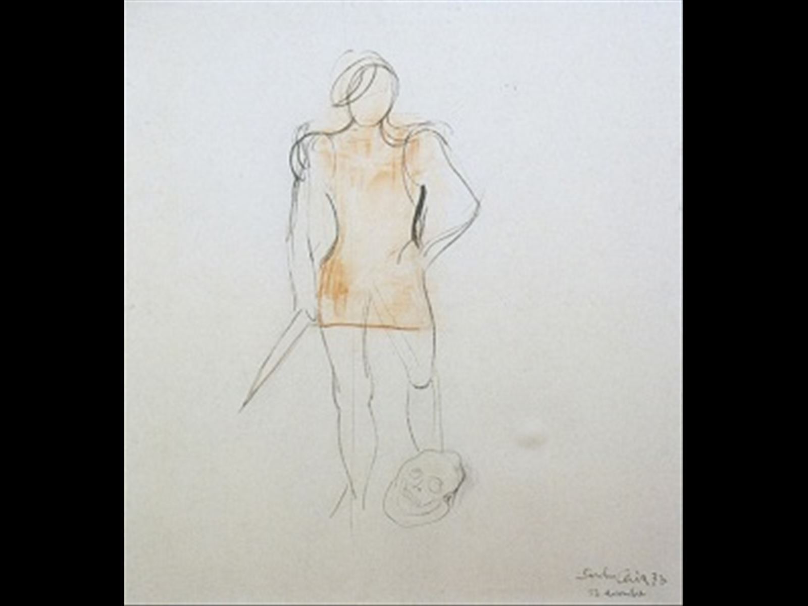 Autoritratto in veste dii David, 1973, tecnica mista su tela, cm 170x160, Foto di Mauro Neroni